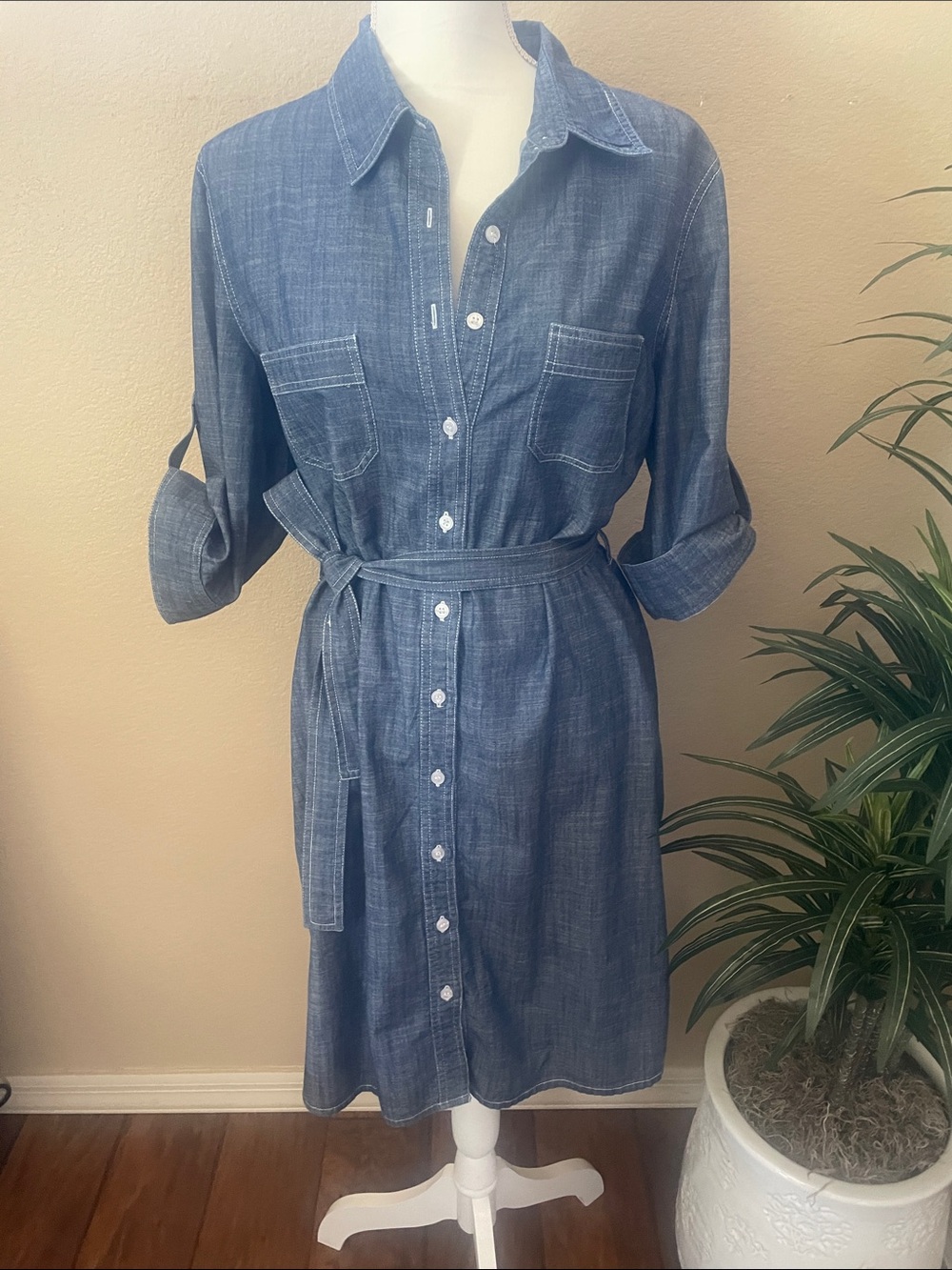 Peck & Peck Weekend Chambray Shirt Dress
